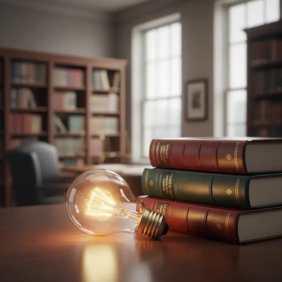 تفاوت تصرف عدوانی و ممانعت از حق و مزاحمت ملکی 4 لامپ روشن کنار کتابهای قانون، نماد یافتن پاسخهای شفاف به سوالات حقوقی